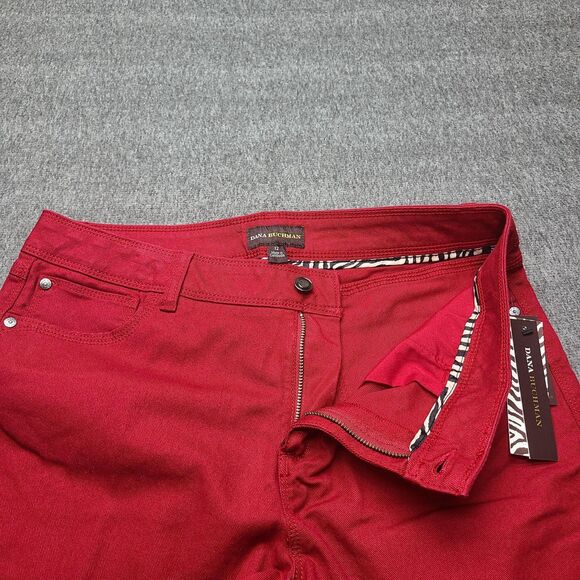 Dana Buchman Pants Womens 12 Red Allure Modern Chic Straight Stretch Cotton New - Picture 4 of 10